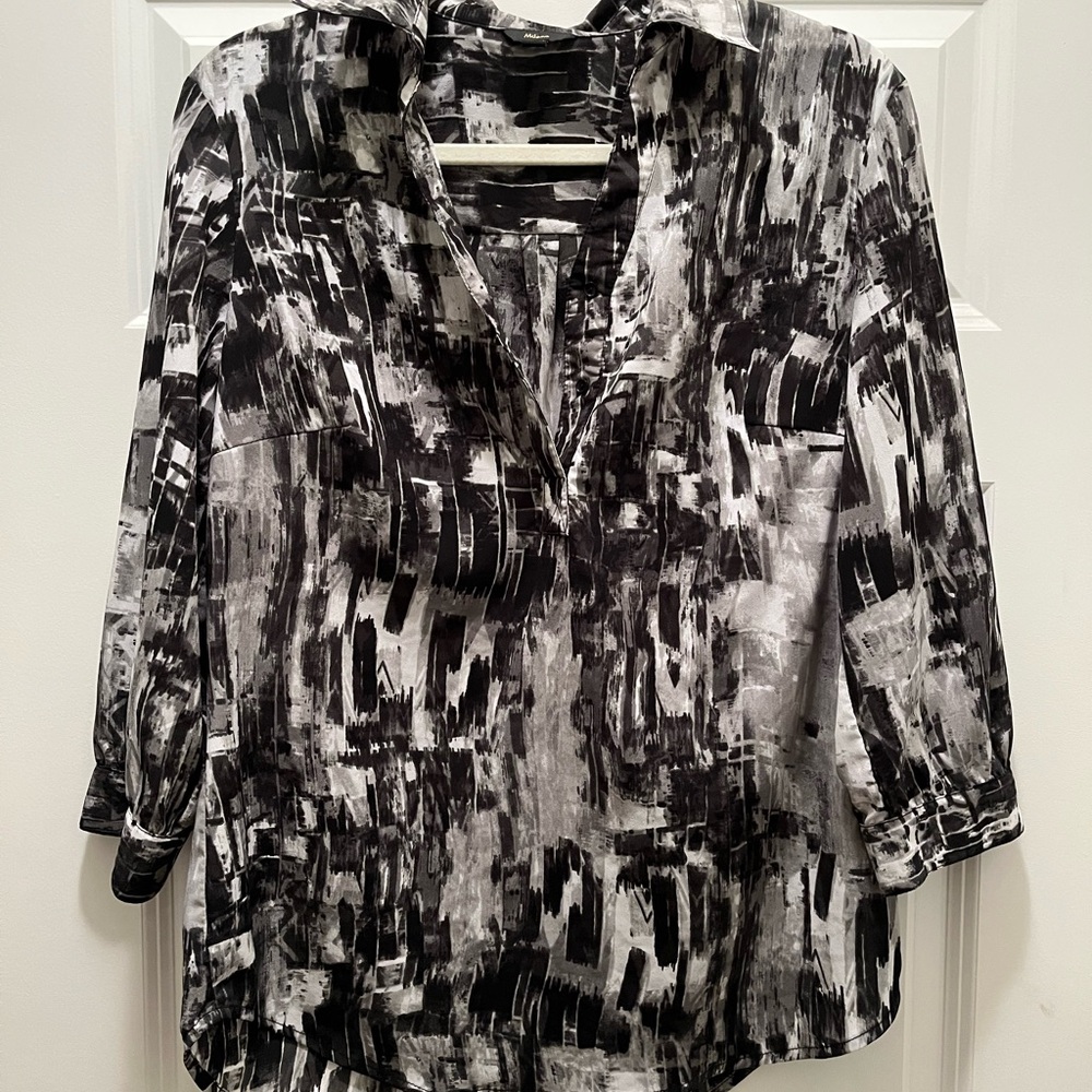 Abstract Black and White Women's Top